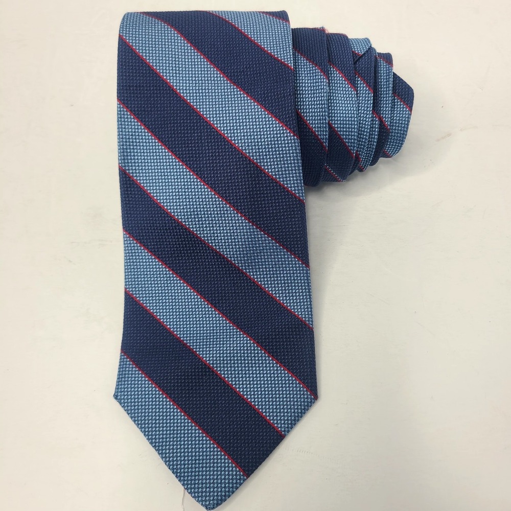 Brooks Brothers‎ Makers & Merchants 100% Silk Rep Tie Blue Light Blue Red Stripe